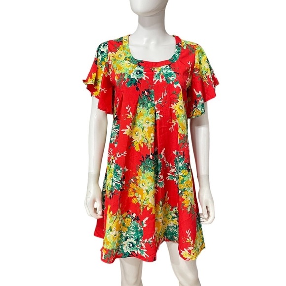Umgee Dresses & Skirts - Umgee Red Floral Short Sleeve Dress Size XS